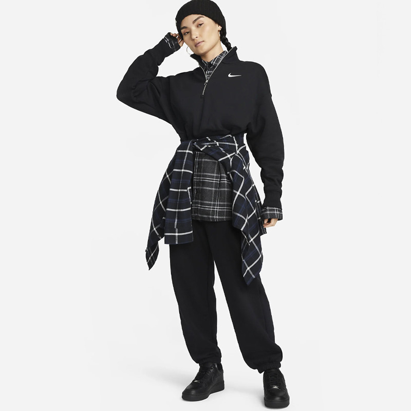 Дамски Суичър Nike W NSW PHNX FLC CROP QZ - DQ5767-010 Дамски Суичър Nike W NSW PHNX FLC CROP QZ - DQ5767-010