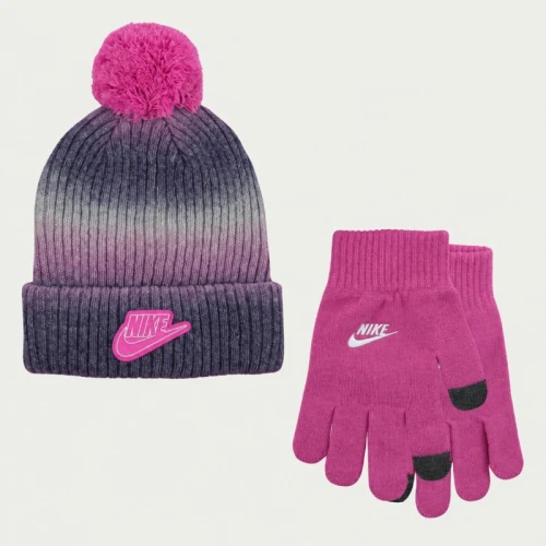 Детски комплект с щапка и ръкавици Nike NAG GRADIENT PEAK POM BEANIE S - 4A3178-AFN